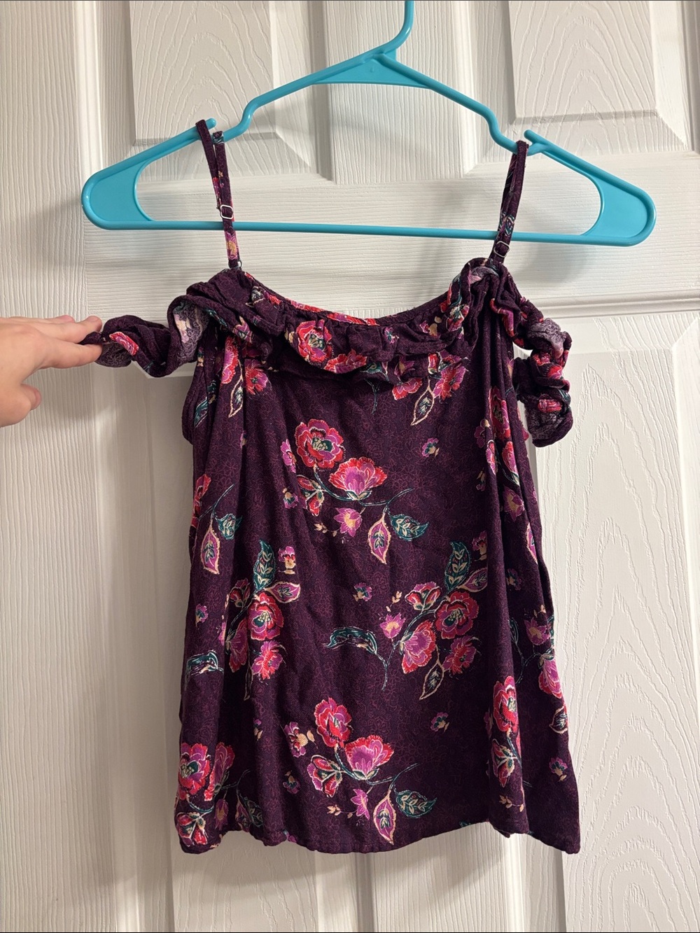 Hollister Purple Floral Off-Shoulder Tank Top